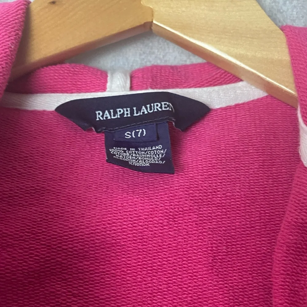 Ralph Lauren Kids Colorful Barbiecore Pink Button front Hoodie girls 7